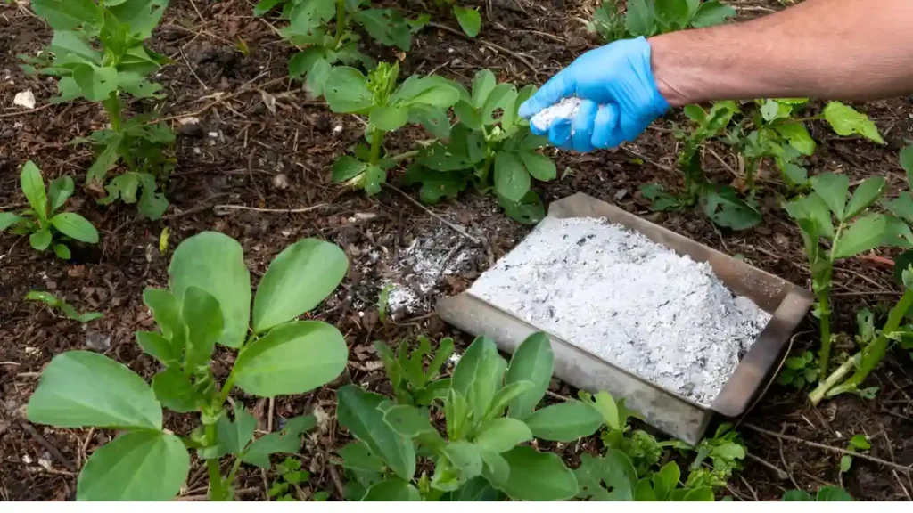 Wood ash in garden